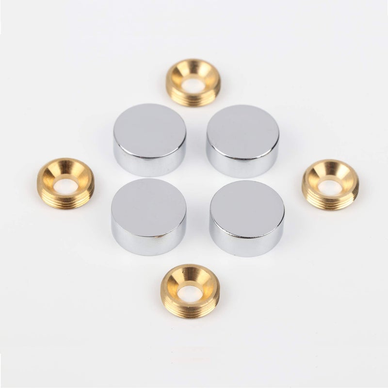 malleable Mirror Screws,Brass Cap Decorative Mirror Nails,0.6",Polished Chrome,4 Pack - Image 2